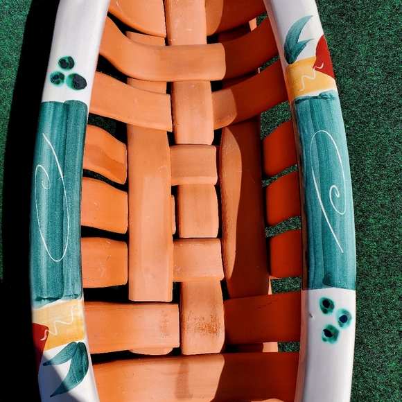 Lyn Bonde Bread Basket Server Woven Earthenware Dinner Table Kitchen Signed - Picture 4 of 11